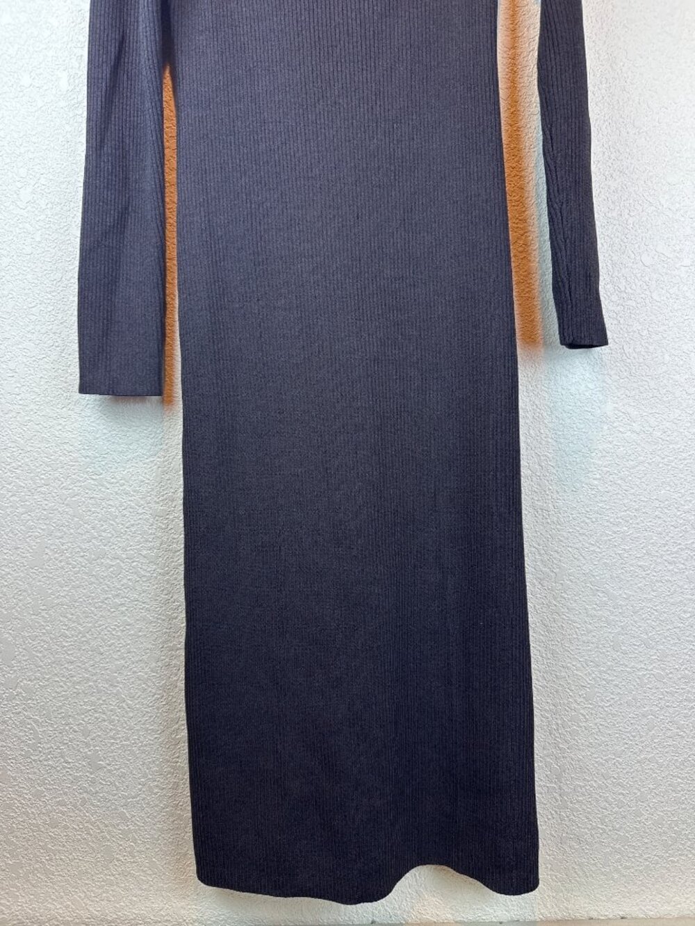 GANNI Ribbed Knit Dress Black Long Sleeve Square Neck Size XL Chic Minimal - Picture 5 of 10